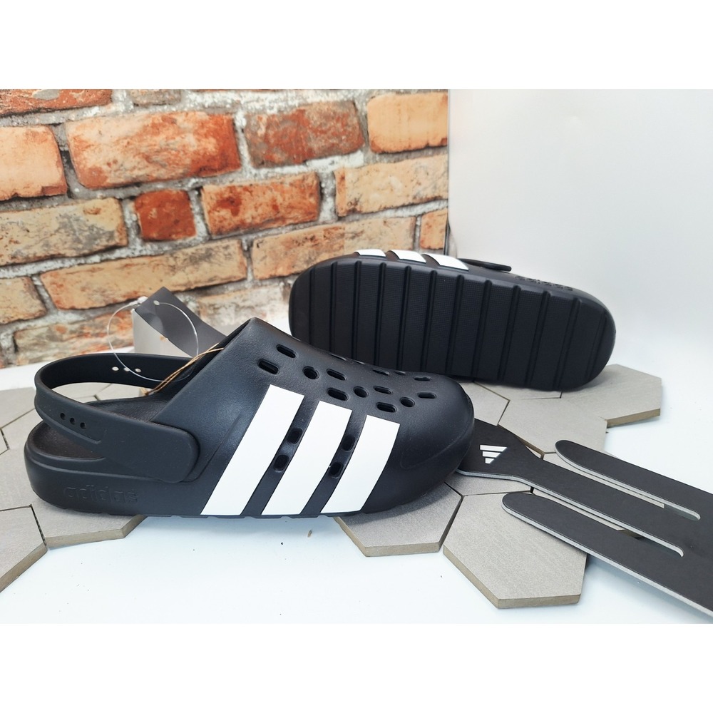 Adidas Adilette Clog 2.0 Black White Men Sz 11 / Womens 12 Cloudfoam Mule JQ8058 - Picture 7 of 13